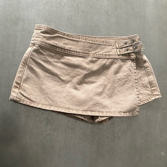 PacSun Beige Low Rise Denim Mini Skort - Picture 6 of 15